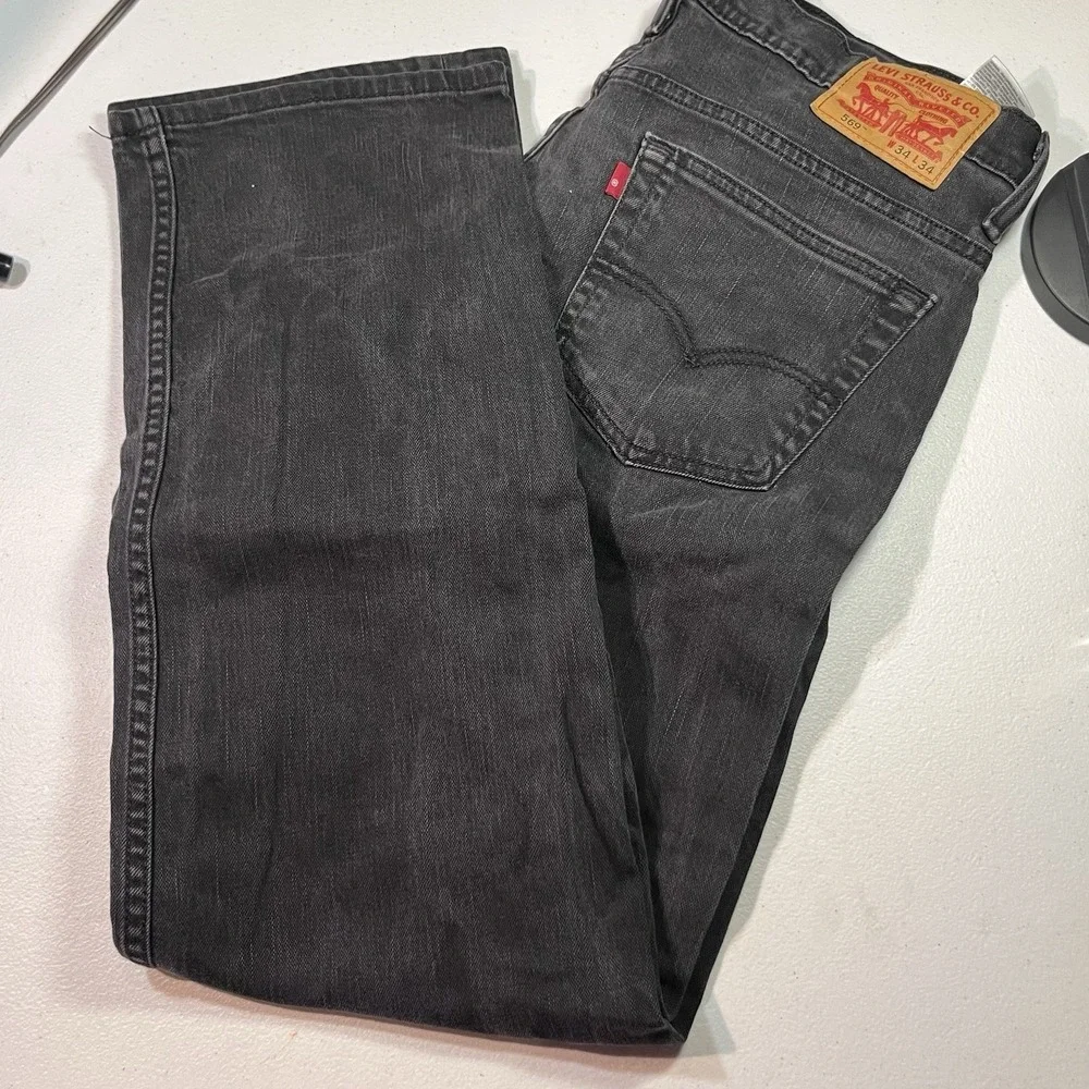 Levis 569 Jeans Mens 34x34 Loose Straight Baggy Medium Wash Denim EUC